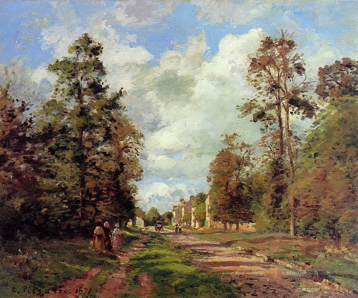 die Straße zu Louveciennes am Rande des Waldes 1871 Camille Pissarro Szenerie Ölgemälde